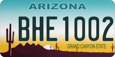 AZ license plate BHE1002