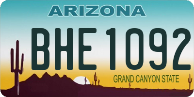 AZ license plate BHE1092