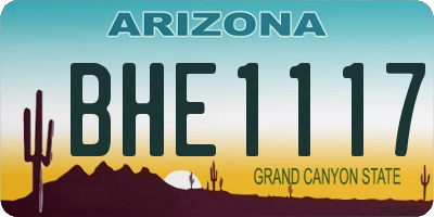 AZ license plate BHE1117