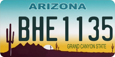 AZ license plate BHE1135