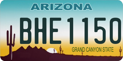 AZ license plate BHE1150