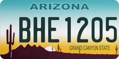 AZ license plate BHE1205