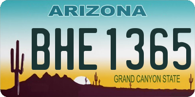 AZ license plate BHE1365