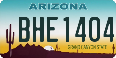 AZ license plate BHE1404