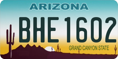 AZ license plate BHE1602