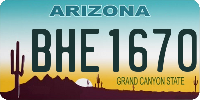 AZ license plate BHE1670