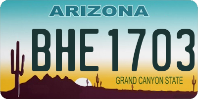 AZ license plate BHE1703