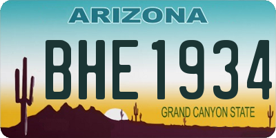 AZ license plate BHE1934