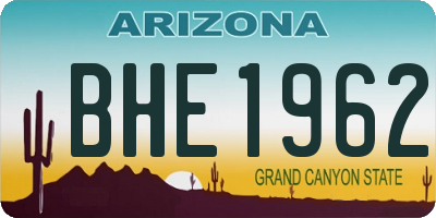 AZ license plate BHE1962