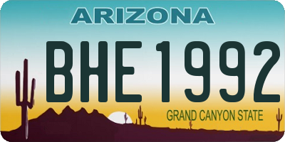 AZ license plate BHE1992