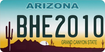 AZ license plate BHE2010