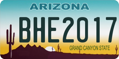 AZ license plate BHE2017