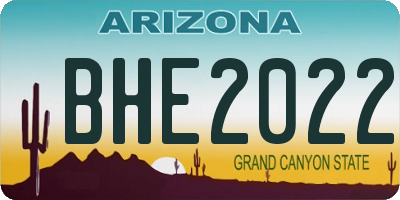 AZ license plate BHE2022