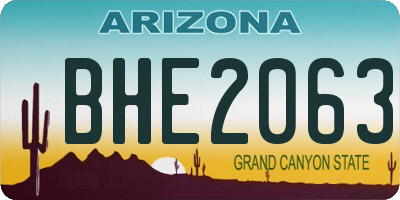 AZ license plate BHE2063