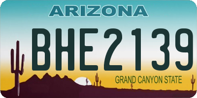 AZ license plate BHE2139