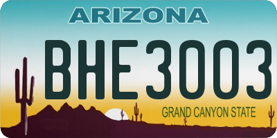 AZ license plate BHE3003