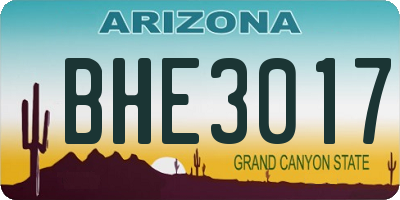 AZ license plate BHE3017
