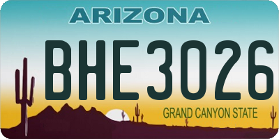 AZ license plate BHE3026