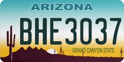 AZ license plate BHE3037