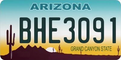 AZ license plate BHE3091