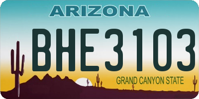 AZ license plate BHE3103
