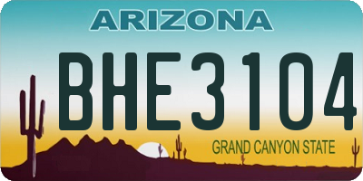 AZ license plate BHE3104