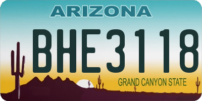AZ license plate BHE3118