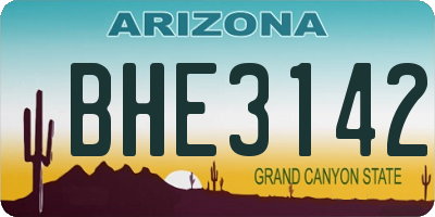 AZ license plate BHE3142