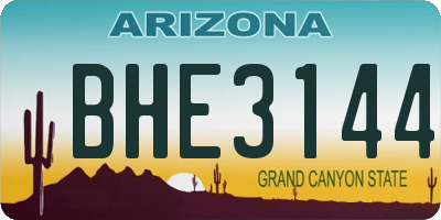 AZ license plate BHE3144