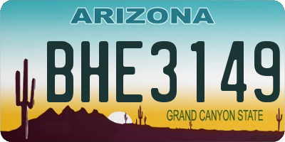 AZ license plate BHE3149