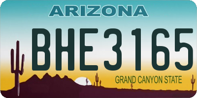 AZ license plate BHE3165