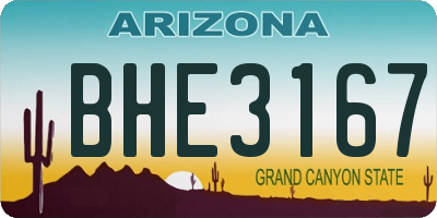 AZ license plate BHE3167