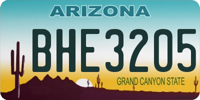 AZ license plate BHE3205