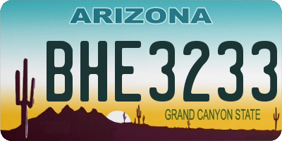 AZ license plate BHE3233