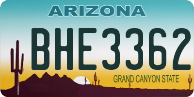 AZ license plate BHE3362