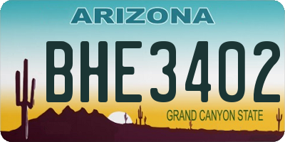 AZ license plate BHE3402