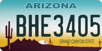 AZ license plate BHE3405