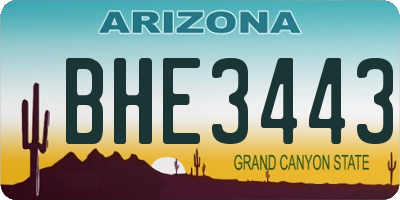 AZ license plate BHE3443