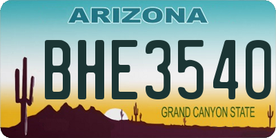 AZ license plate BHE3540