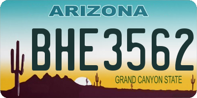 AZ license plate BHE3562