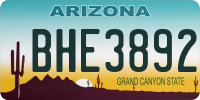 AZ license plate BHE3892