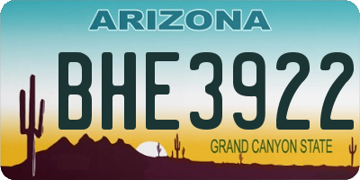 AZ license plate BHE3922