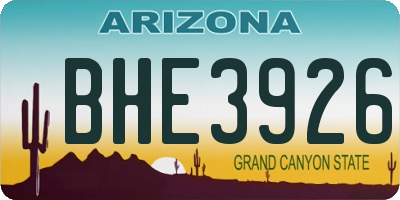 AZ license plate BHE3926