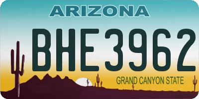 AZ license plate BHE3962