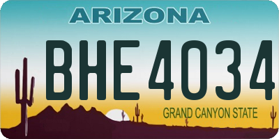 AZ license plate BHE4034