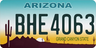 AZ license plate BHE4063