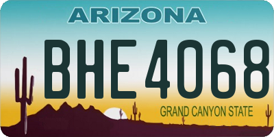 AZ license plate BHE4068