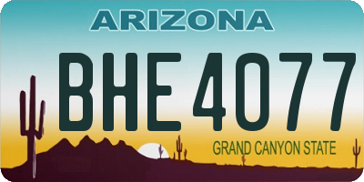 AZ license plate BHE4077