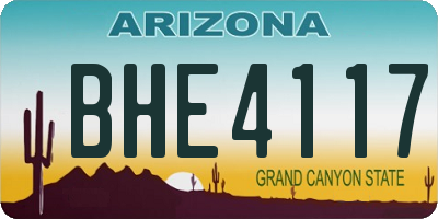 AZ license plate BHE4117