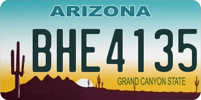 AZ license plate BHE4135